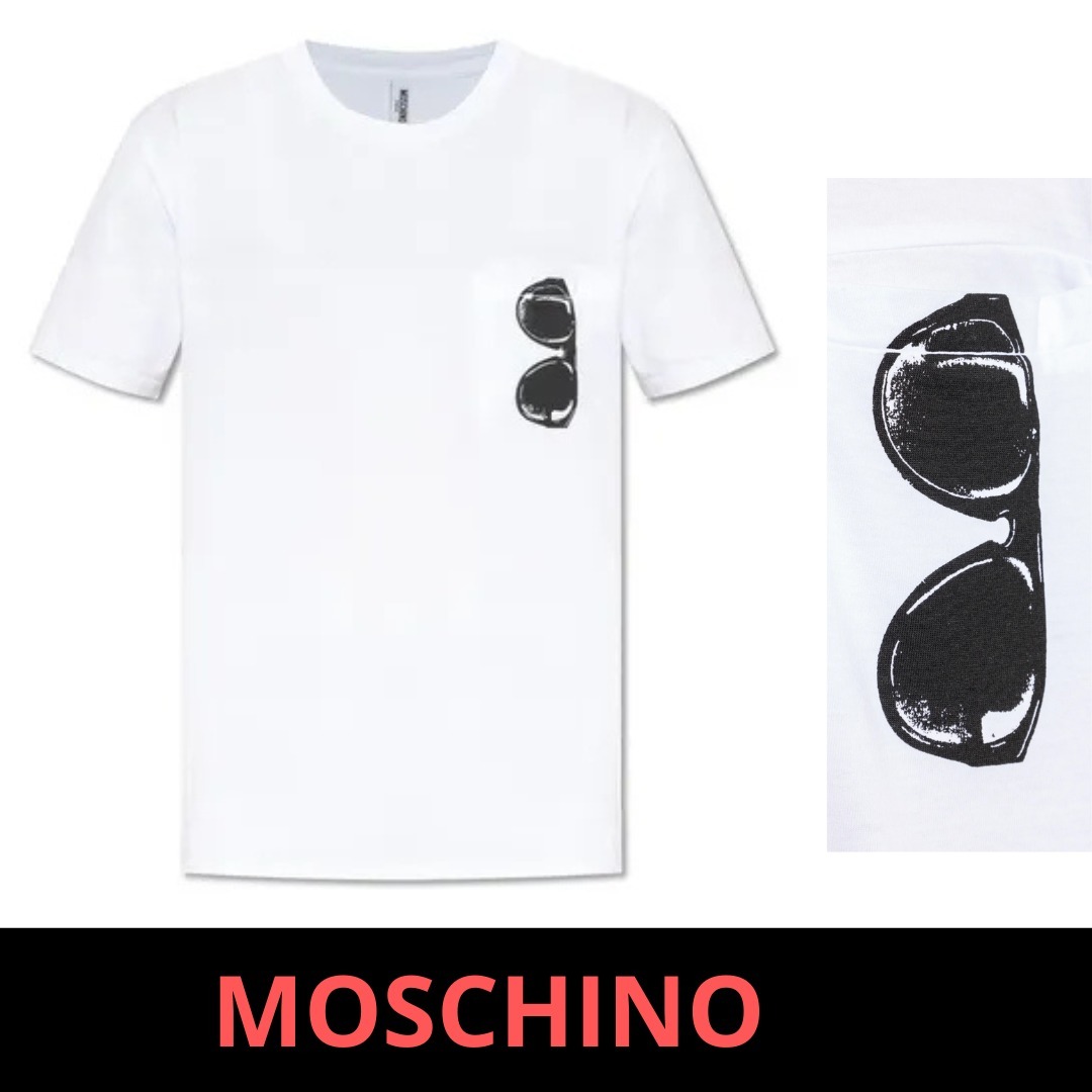 Moschino サングラスプリント クルーネック Tシャツ