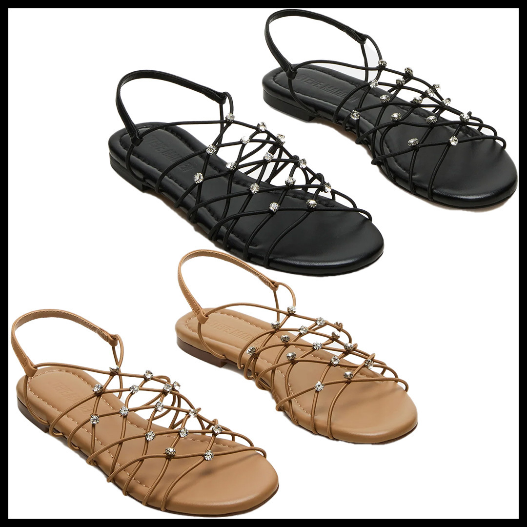 Steve Madden スリングバック ストーン フラット サンダル Libra