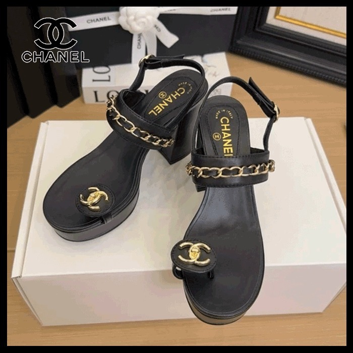 【デザインがカッコいい☆】CHANEL サンダル CCロゴ