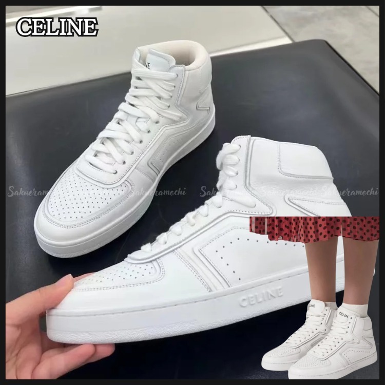 【CELINE】lady'sハイトップスニーカーカーフスキン whiteカラー