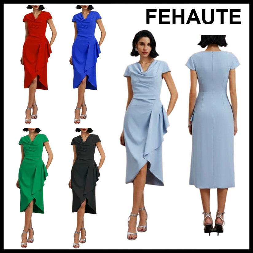 FEHAUTE クラシック シースミディドレス