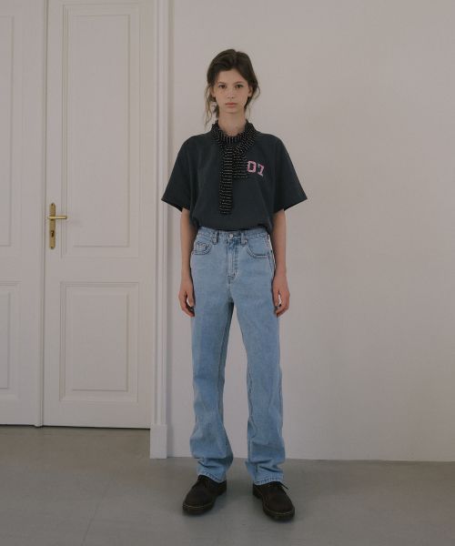【OVERDUEFLAIR】CREASE LINE STRAIGHT DENIM_LIGHT BLUE