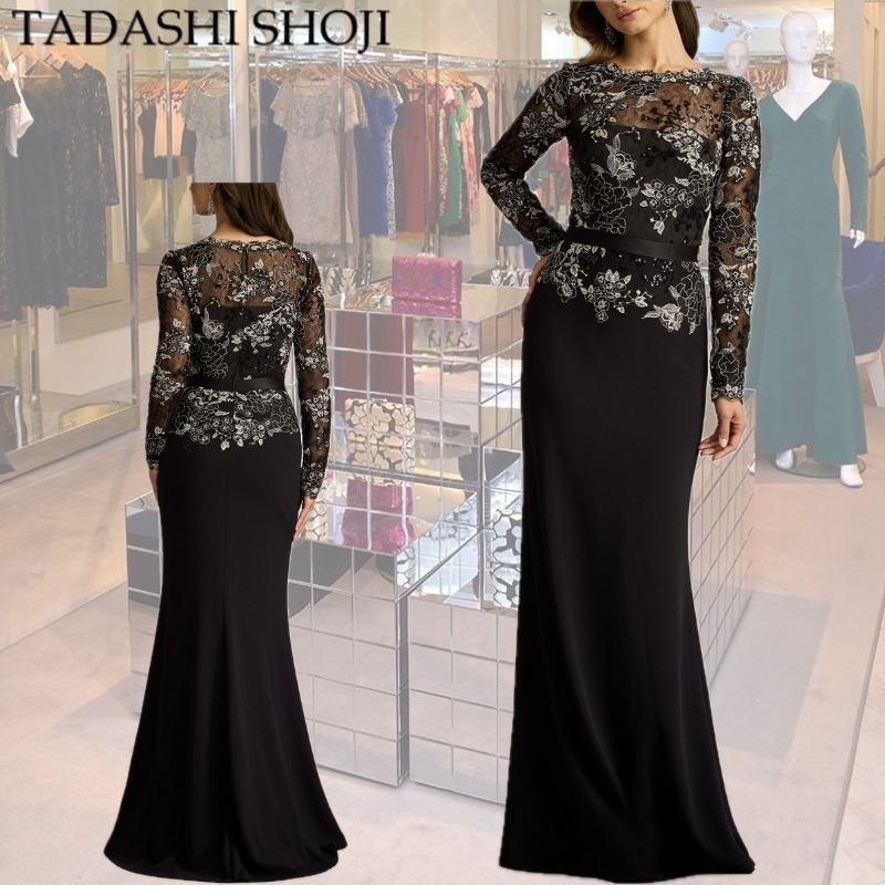 【TADASHI SHOJI】ビーコンベルト刺繍イライジョンガウン