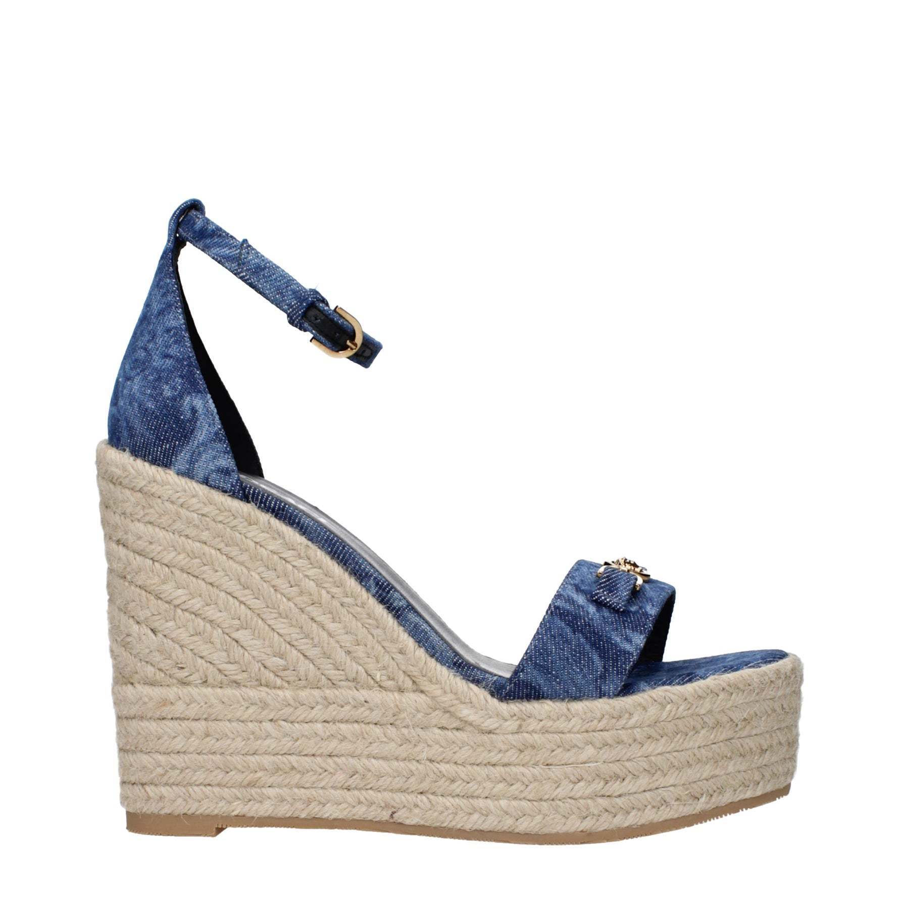 サンダル・ミュール VERSACE  Wedges Women Fabric Blue/Denim