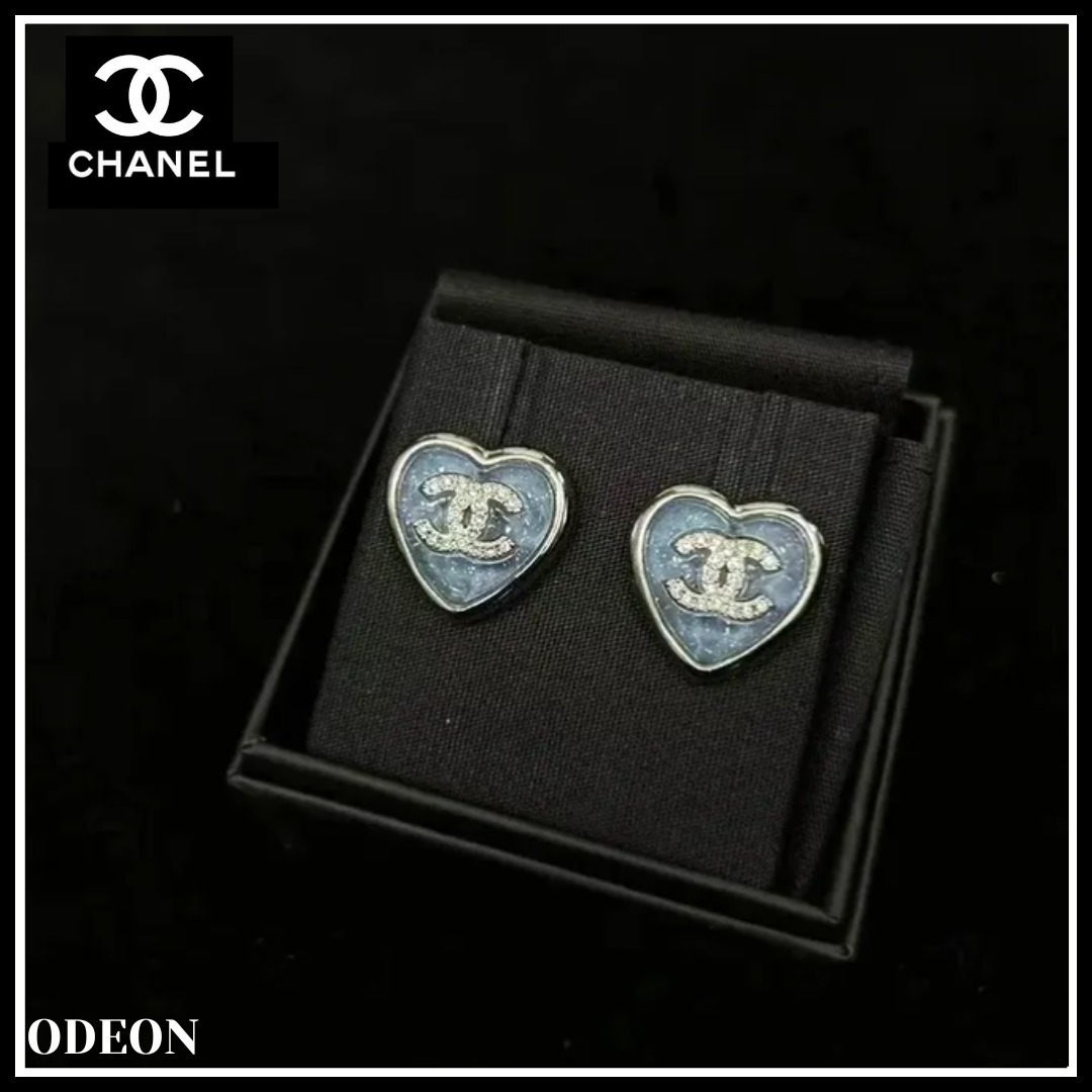 *ブルーが映える*【CHANEL】ピアス 25P ハート ブルー