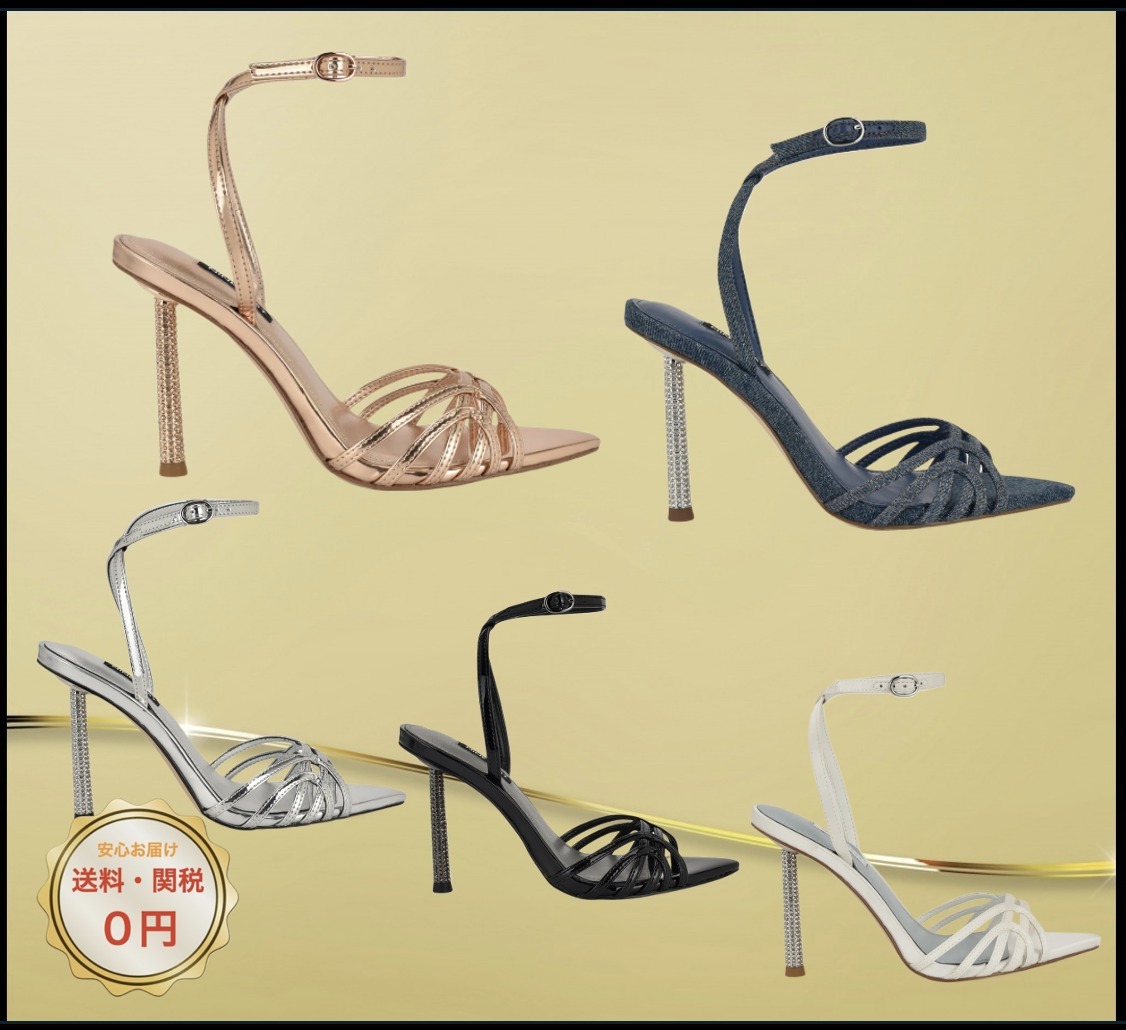関税込み♪【Nine West】Paxal スタッズ付きヒール ★ サンダル