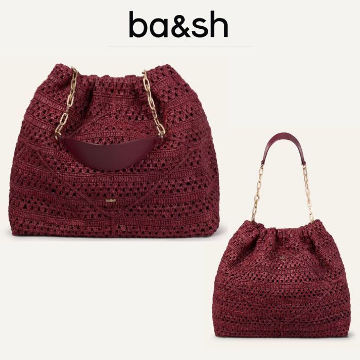 ba&sh★フランスで大人気 大きめかぎ編み 華やか赤! TOTE バッグ