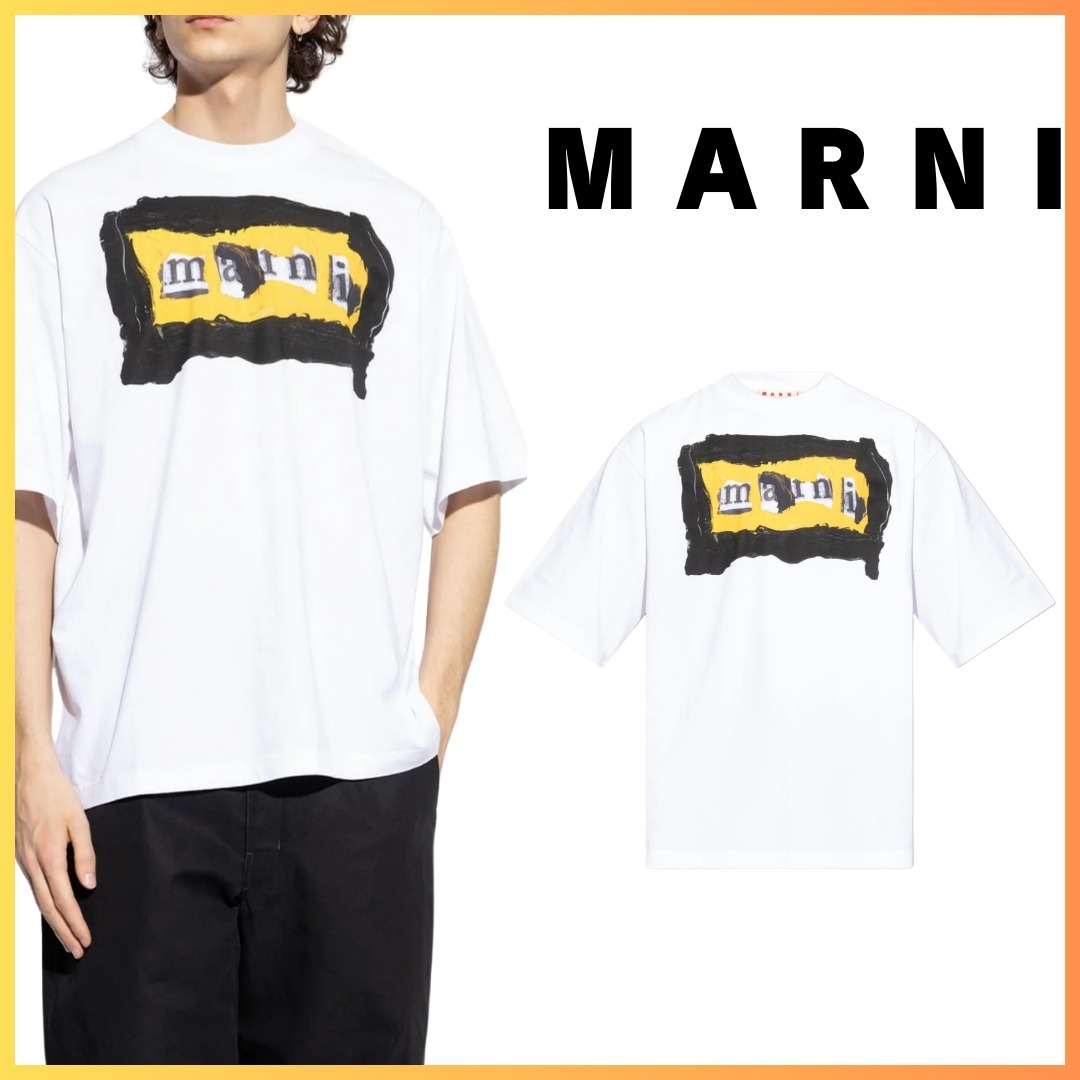 MARNI：ロゴプリント クルーネックTシャツ