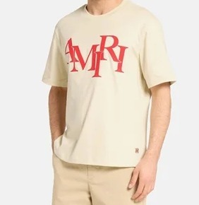 “AMIRI” STAGGERED ロゴTシャツ Beige/Red