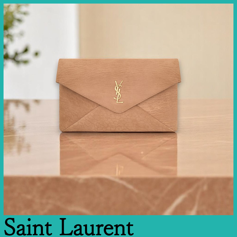 ★Saint Laurent直営店★CASSANDREヌバックレザーラージクラッチ