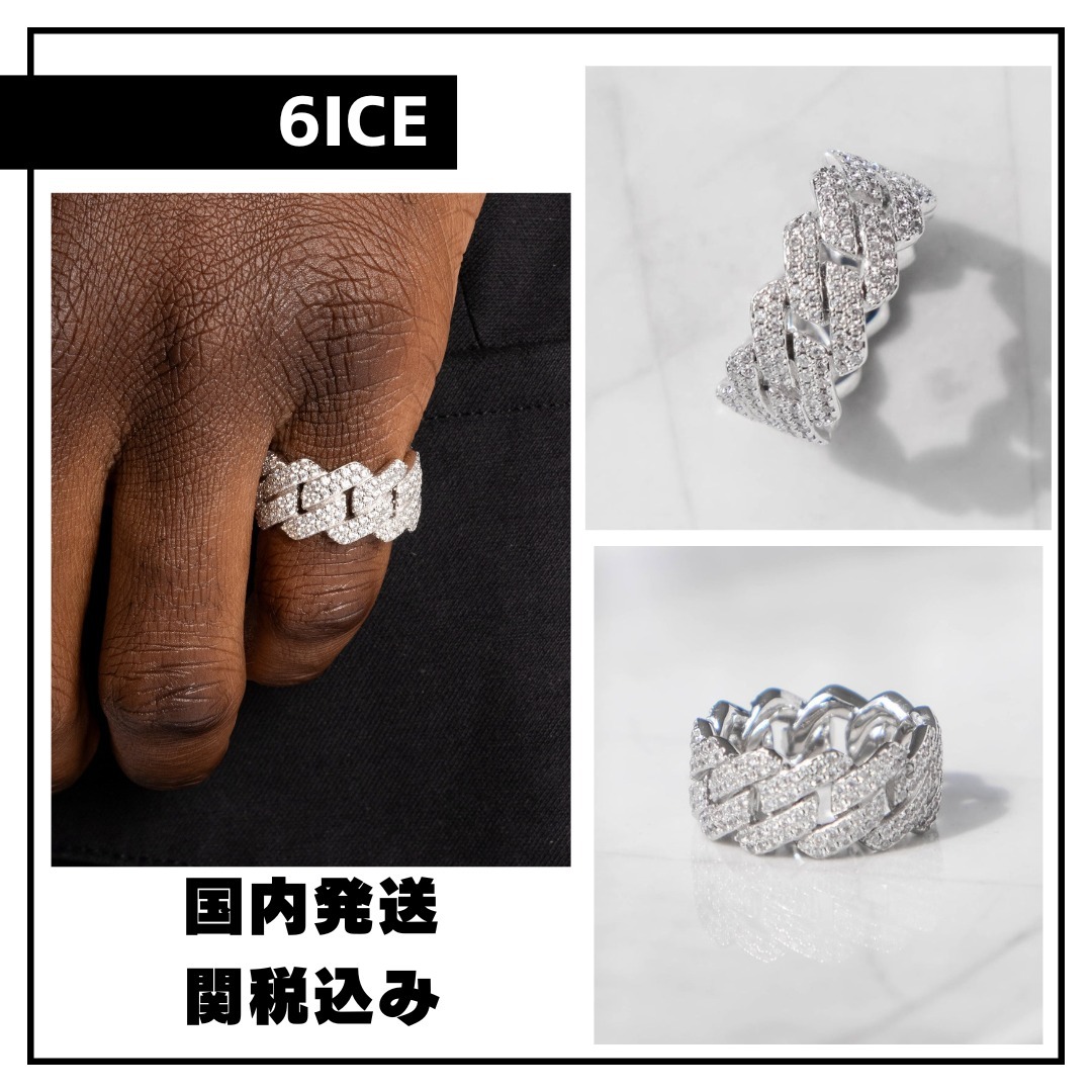 ★日本未入荷★【６ICE】プロングキューバンリング