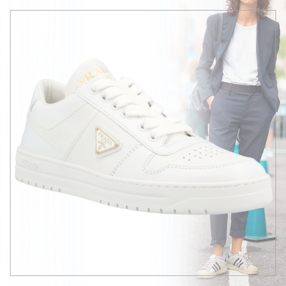 《大人カジュアル》【PRADA】ロゴ ダウンタウンレザースニーカー