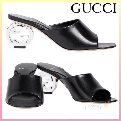 関送込【GUCCI】Interlocking G レザー ミュール