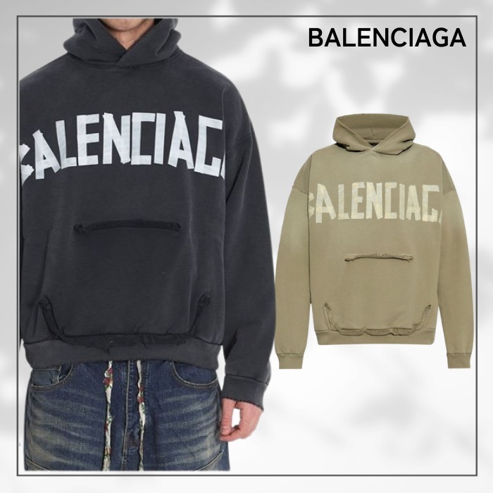 【BALENCIAGA】テープタイプ ロゴ スウェットパーカー