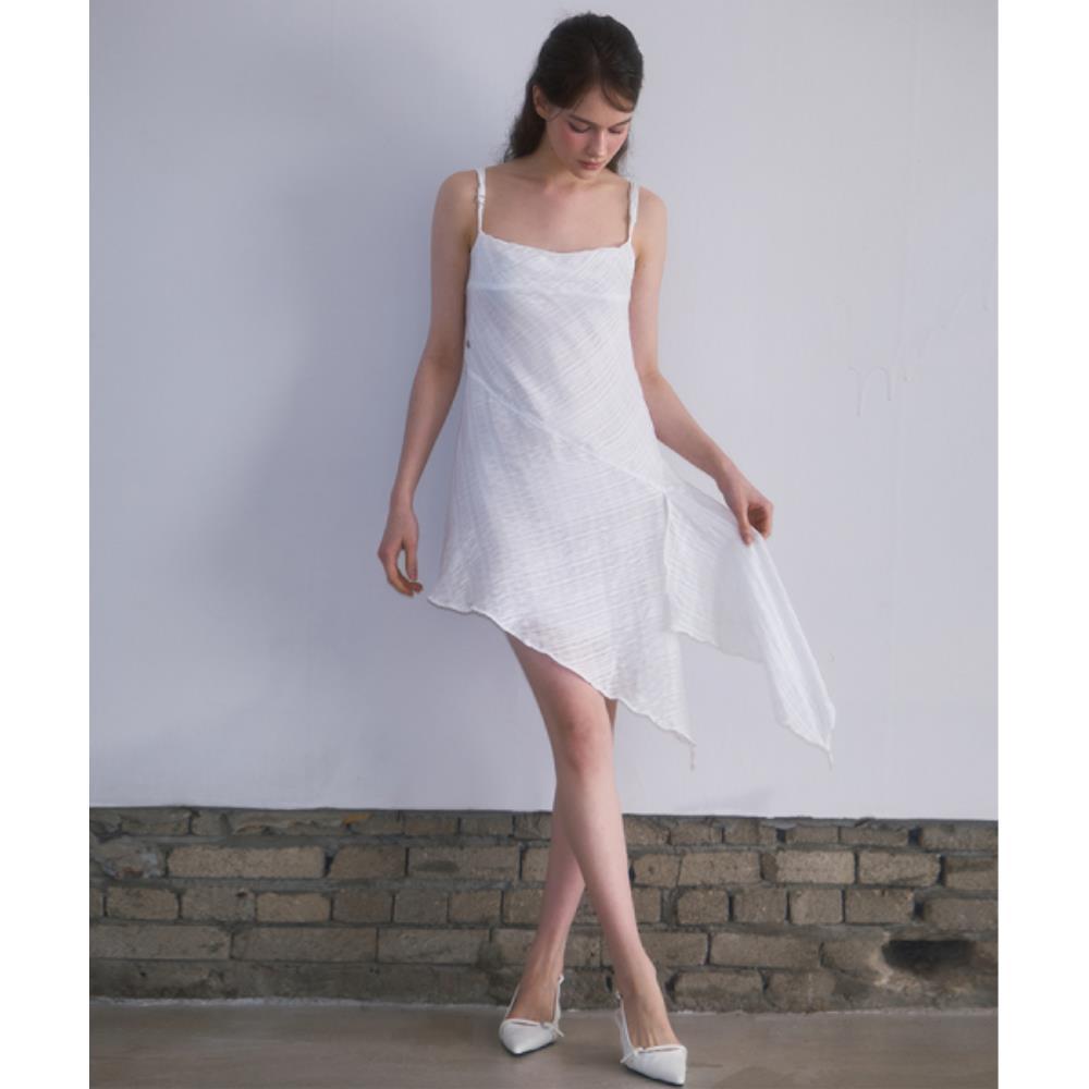 ◆Rose Frantz◆ Drape Unbalance Mini Dress White
