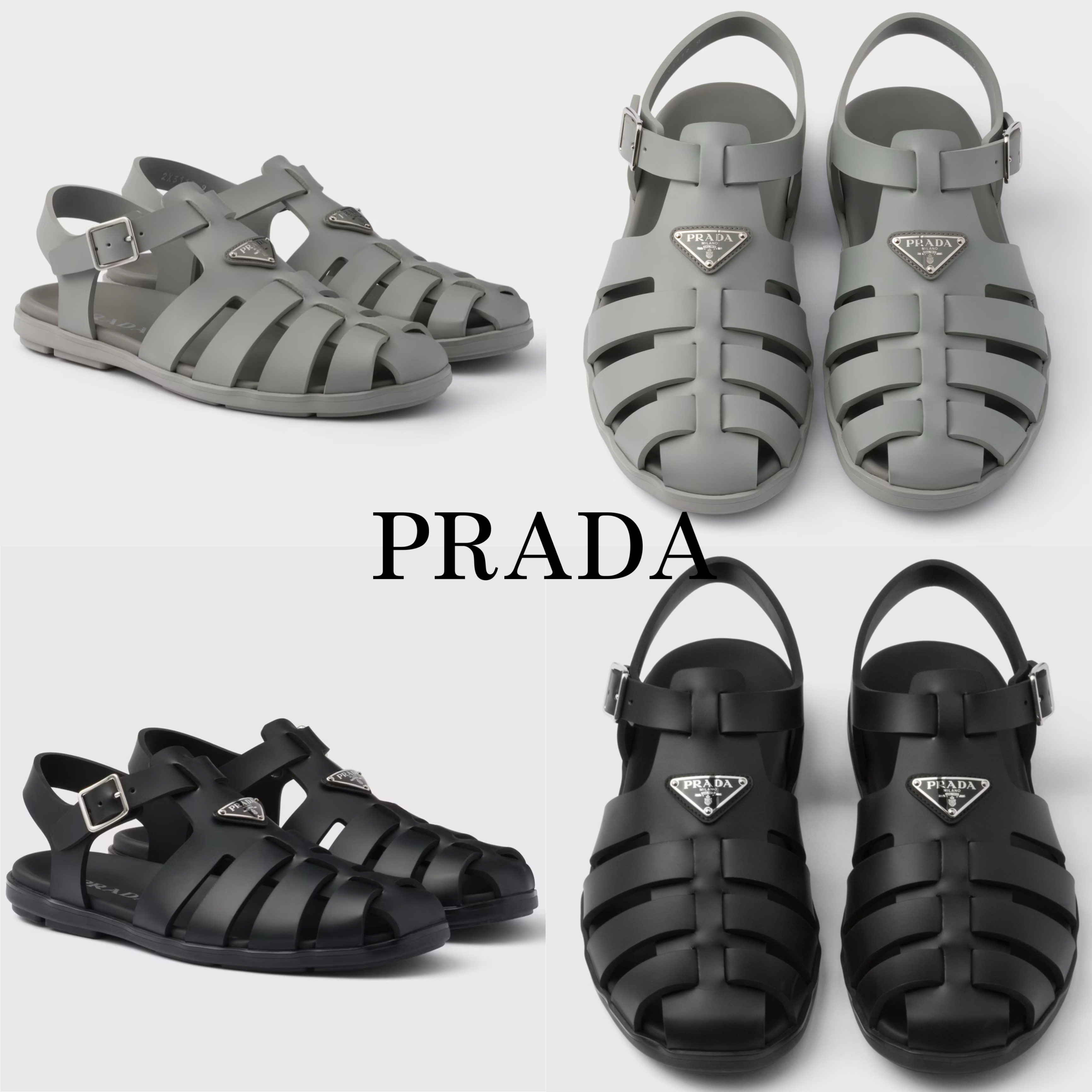 メンズ*PRADA* ラバーサンダル フィッシャーマンズ ロゴプレート