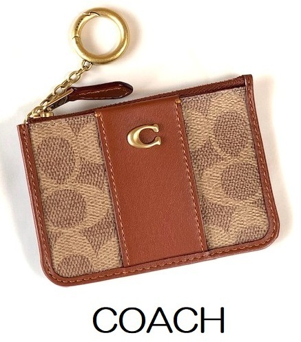 安心国内 即発 COACH SIGNATURE キーリング付 ID カードケース