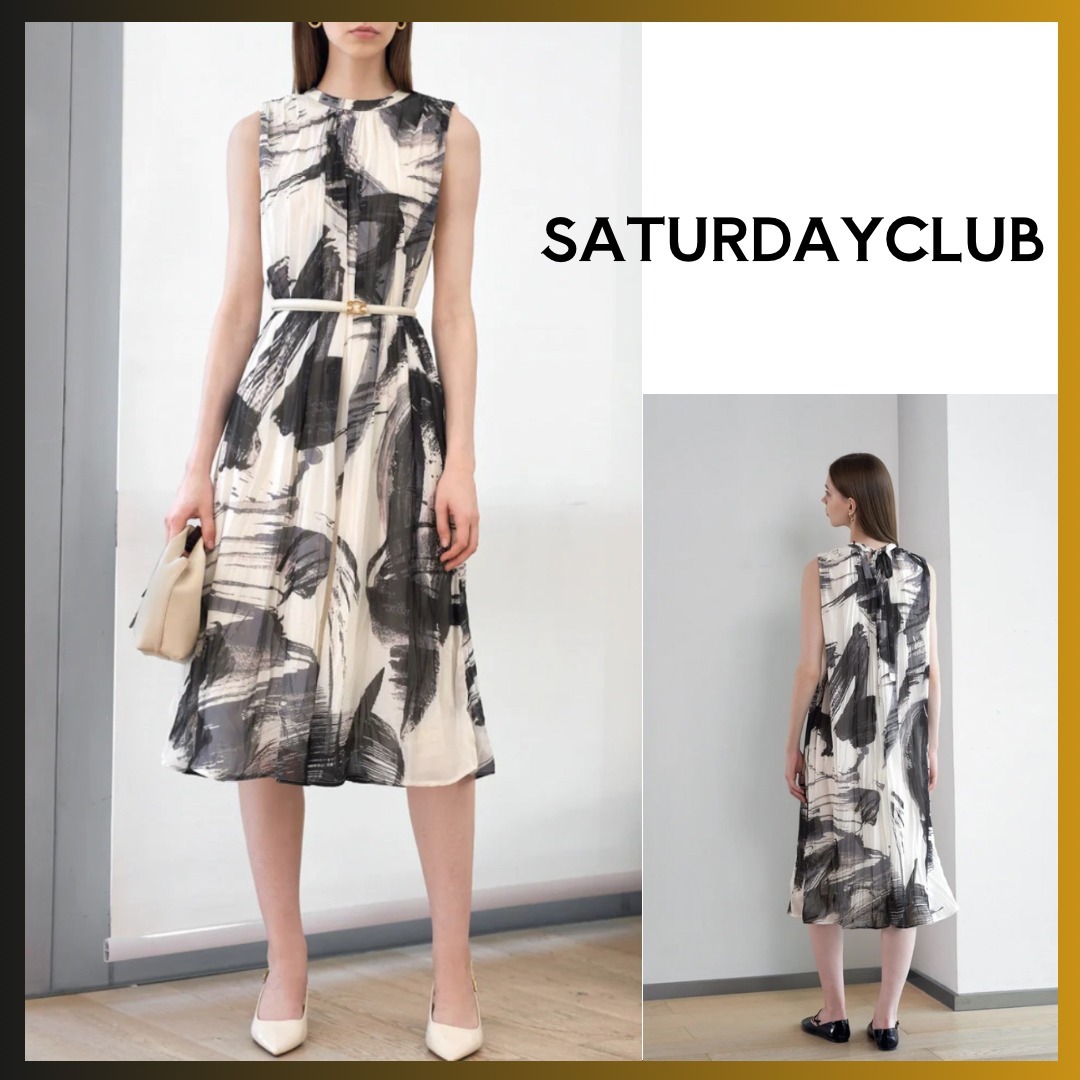SATURDAYCLUB ツーウェイアートプリントミディワンピース