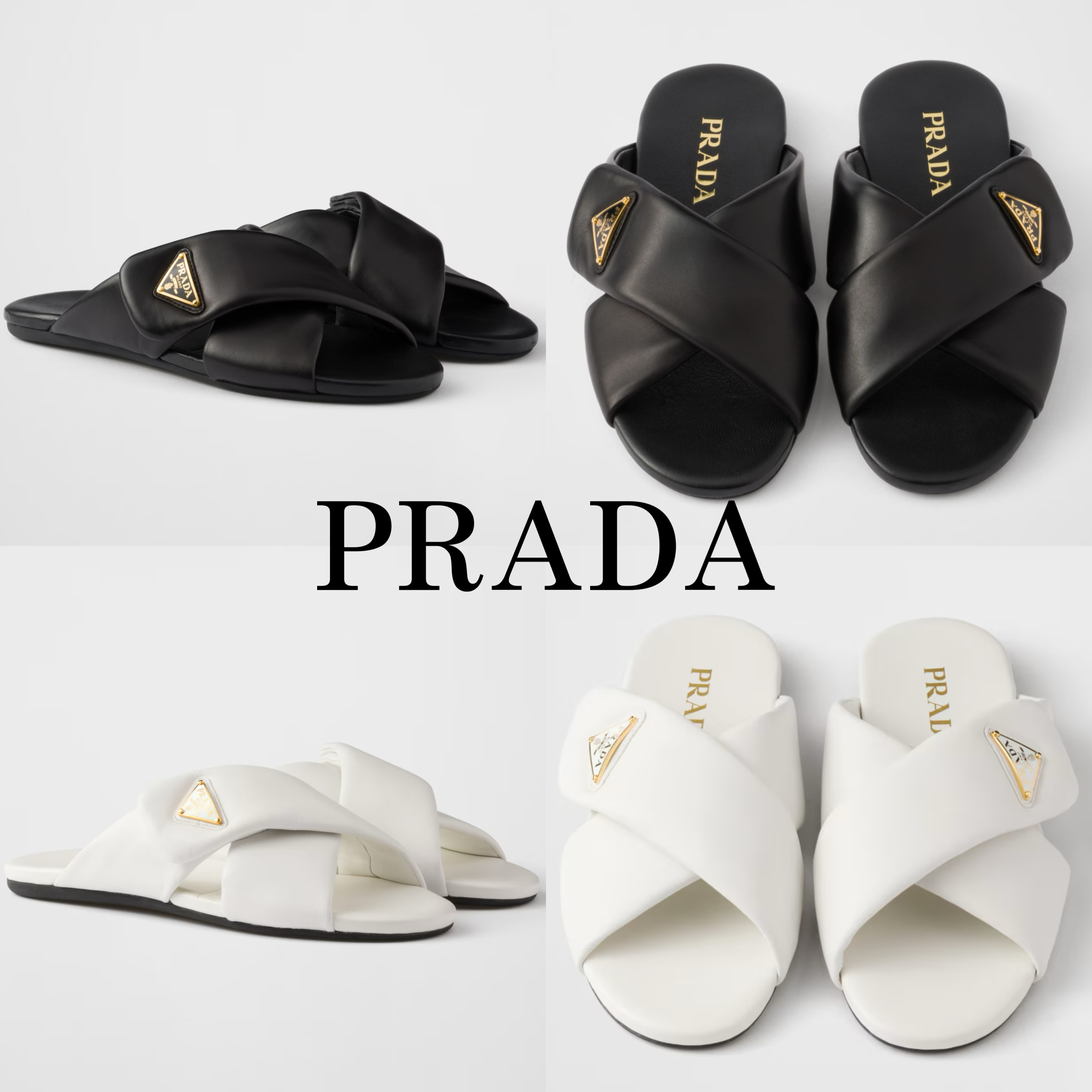日本未発売*PRADA* パッド入りナッパレザーミュール サンダル