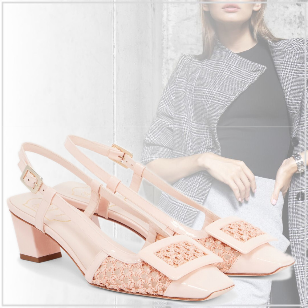 パリ発【Roger Vivier】かぎ針編み スリングバック パンプス