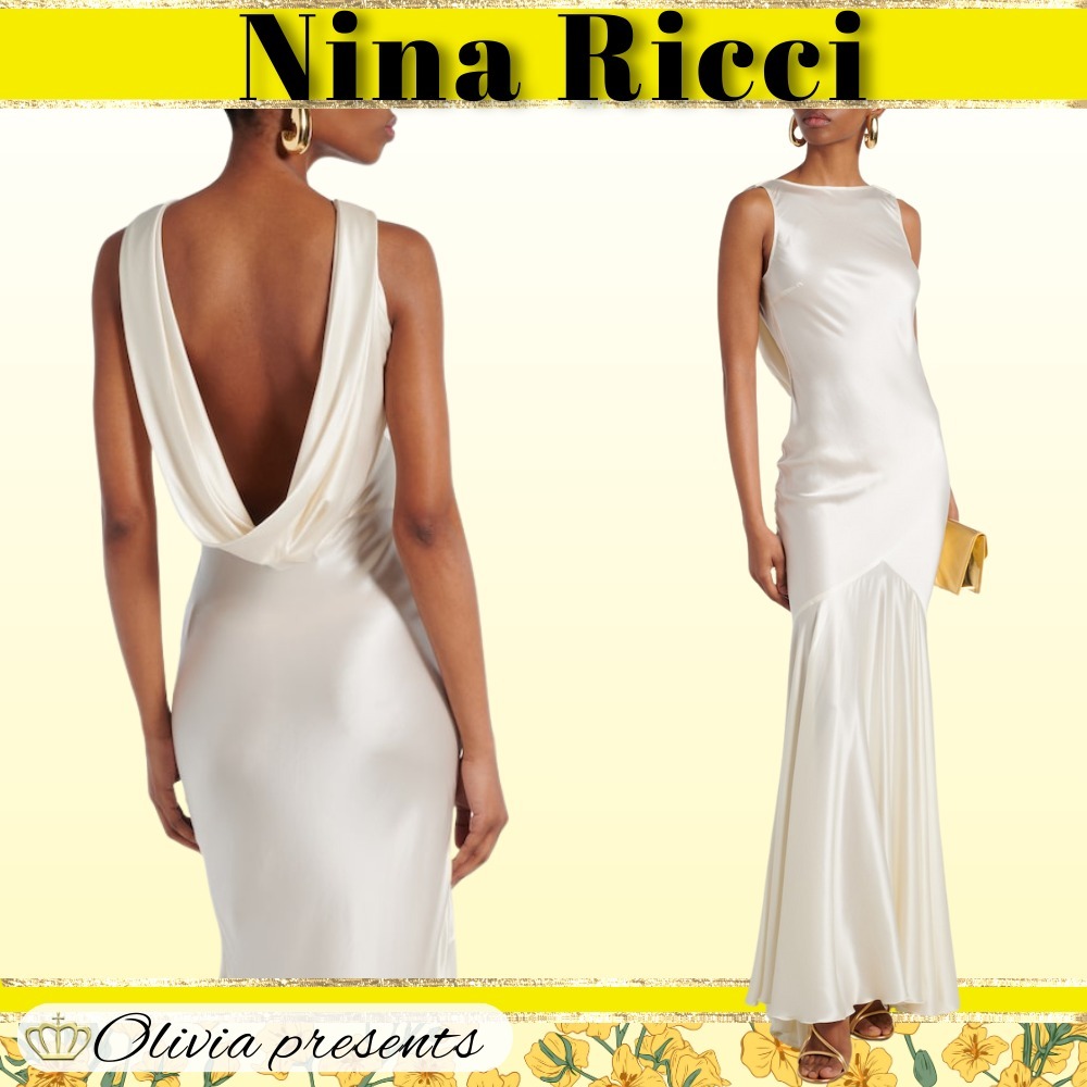 Nina Ricci>>オープンバックサテンマキシドレス
