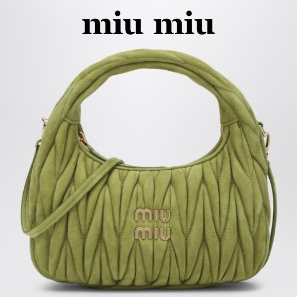 MIU MIU☆ワンダー アイビーグリーン スエードバッグ スモール