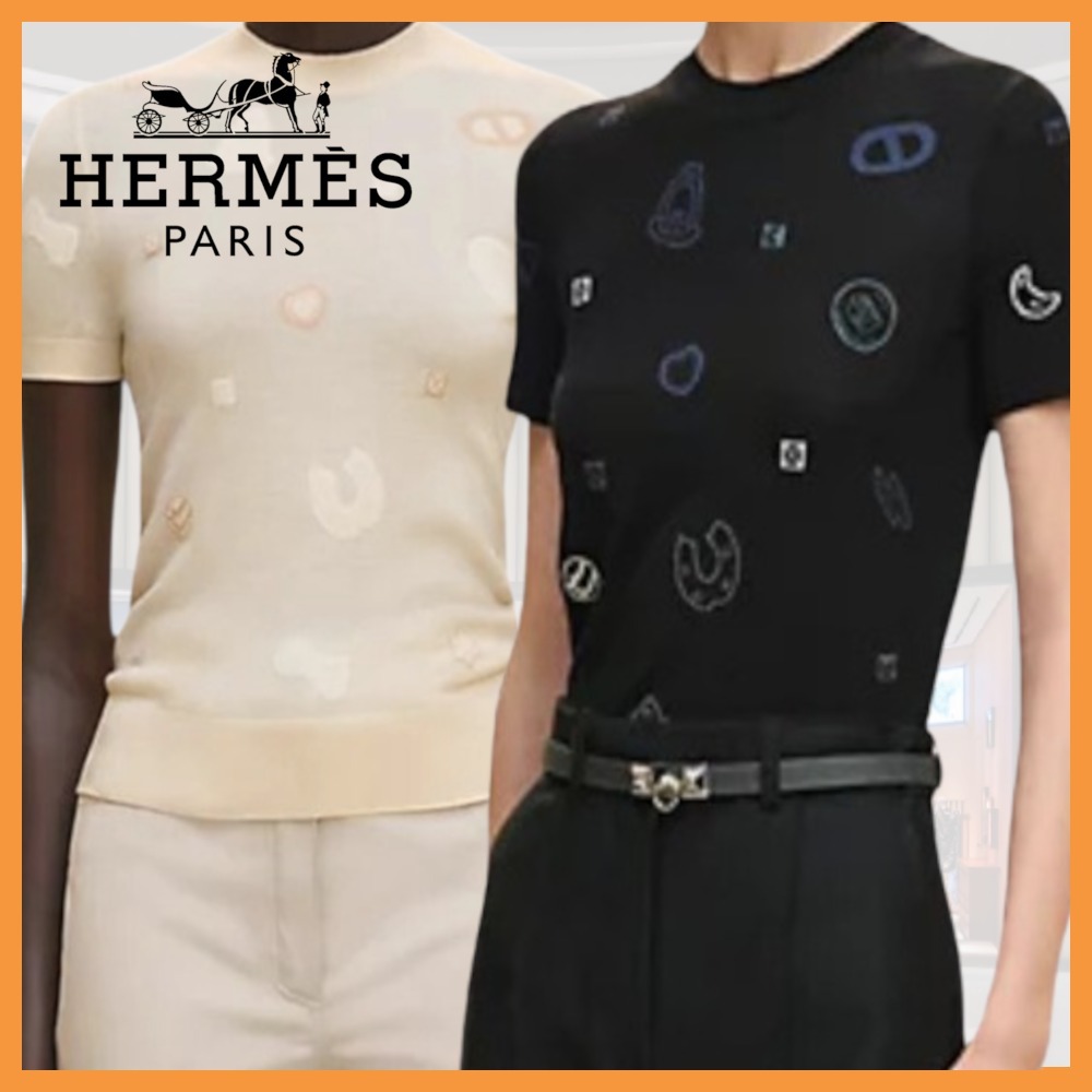 【大人気★】HERMES キャンディリブリス ウール半袖トップス