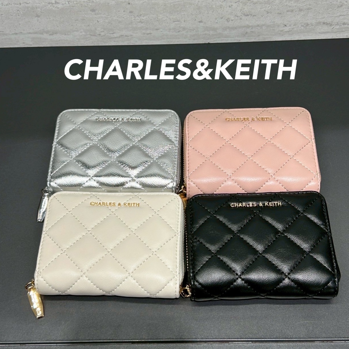 ★CHARLES&KEITH★Alva Quilted Zip-Around Wallet/送料込