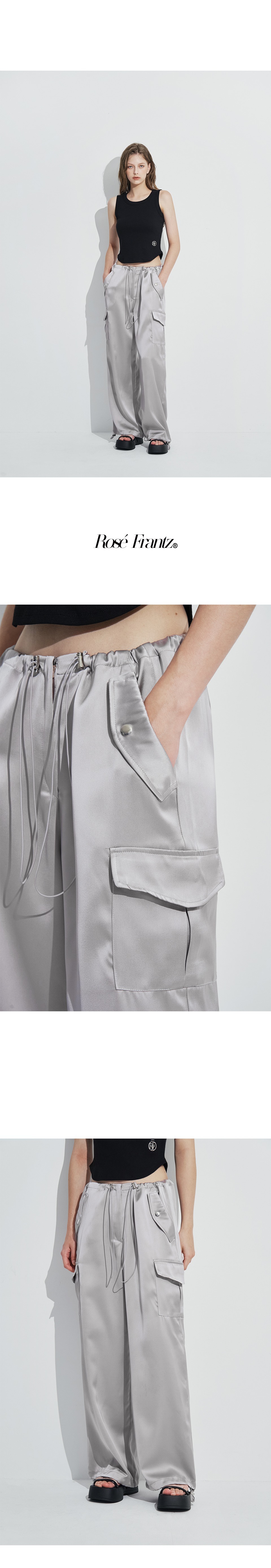◆Rose Frantz◆ Wide Satin Cargo pants Gray