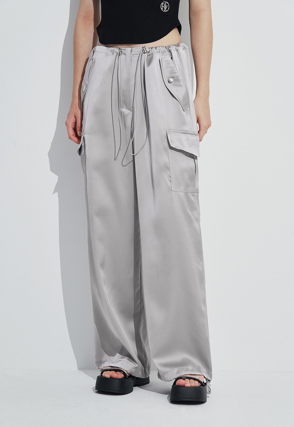 ◆Rose Frantz◆ Wide Satin Cargo pants Gray