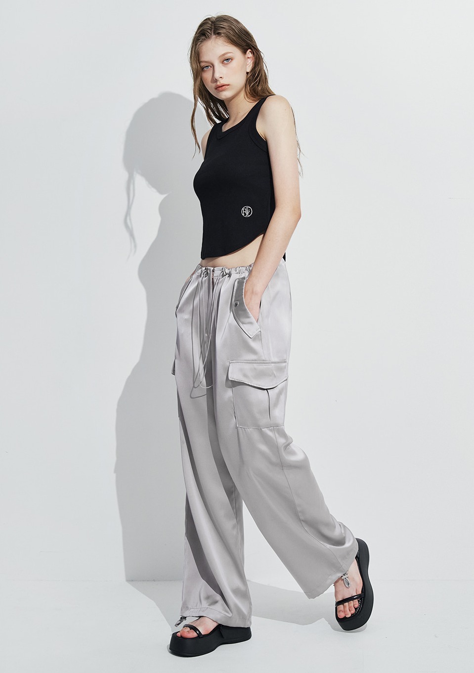 ◆Rose Frantz◆ Wide Satin Cargo pants Gray
