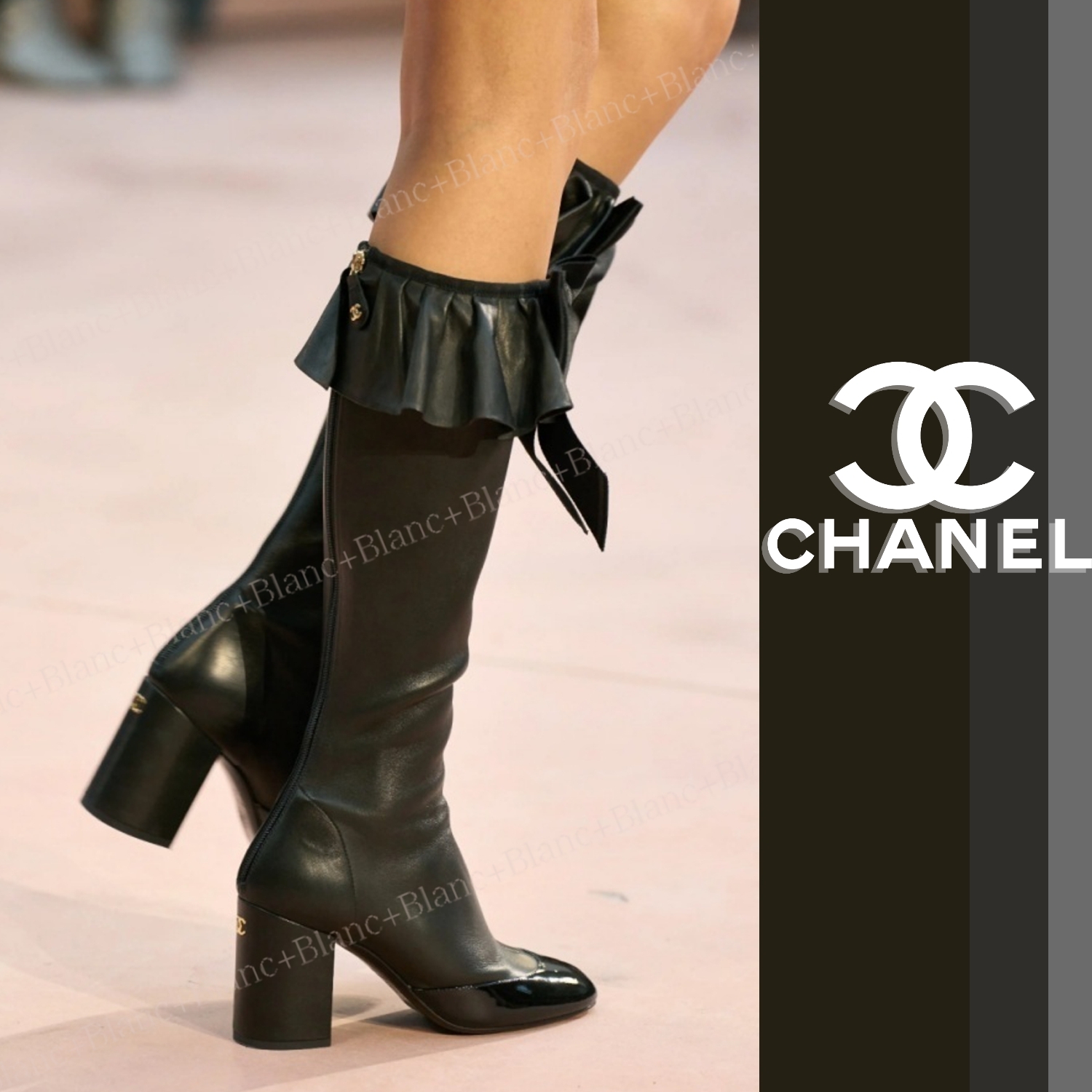 大人の甘辛スタイル♡【 CHANEL 】ロングブーツ フリル付