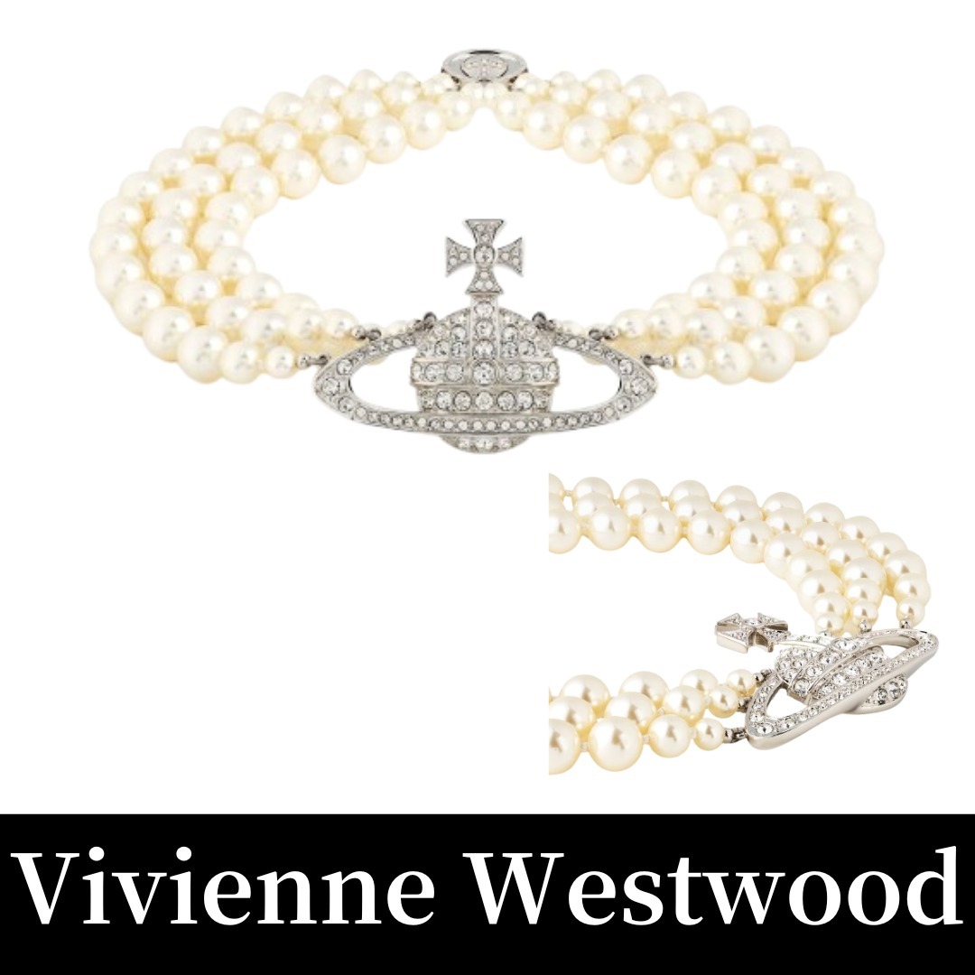 【Vivienne Westwood】☆3列パール バス レリーフ チョーカー☆