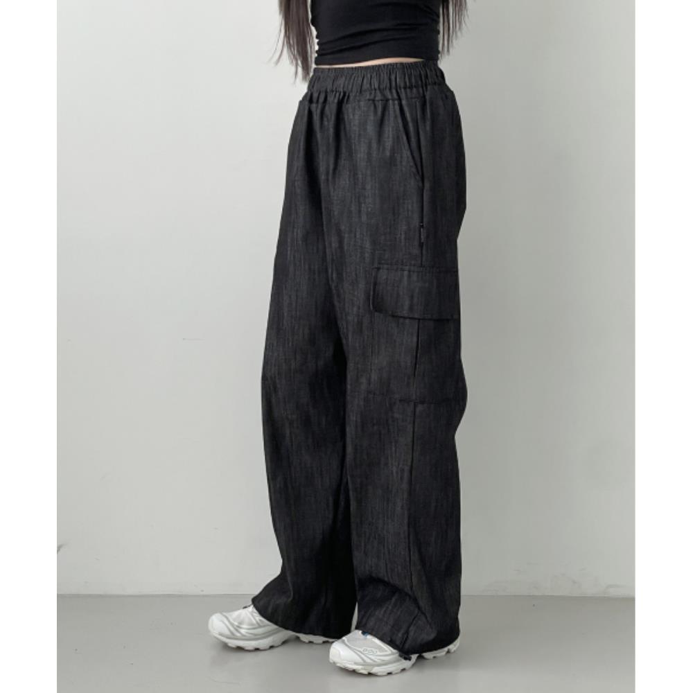 ●muahmuah● Wide cargo denim pants black _MUP23008_