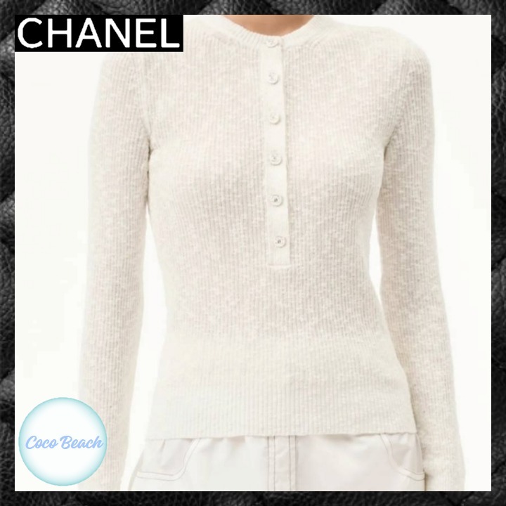 ☆透け感が涼しい☆【CHANEL】 ココビーチ 長袖カットソー 白