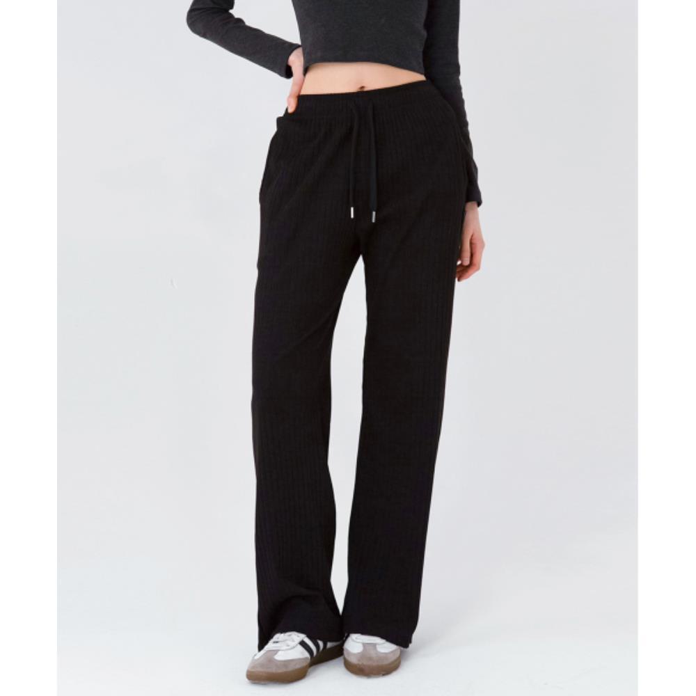 ●muahmuah● Soft Wide Banding Pants Black MUP25804