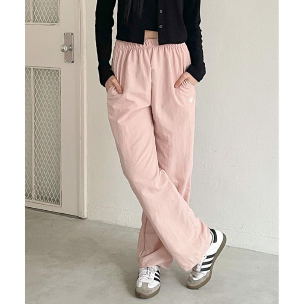 ●muahmuah● Stitch Cooling Wide Banding Pants Indie Pink MU