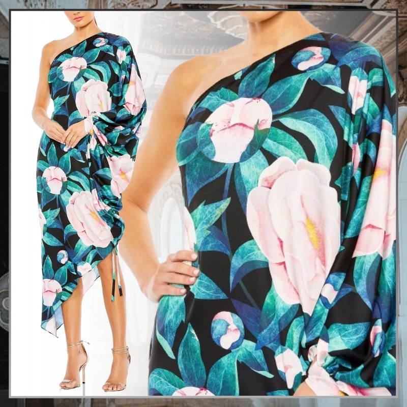 【MACDUGGAL】マック・ダガル ワンショルダー フローラルドレス