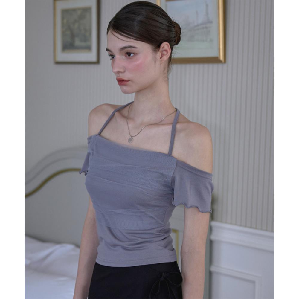 ◆Rose Frantz◆ Sha Layered Halter Tshirt Charcoal