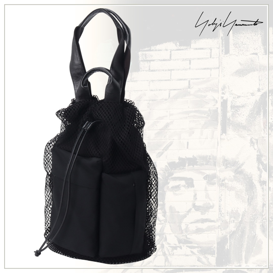 【Yohji Yamamoto】DIAMOND NET/LEATHER COMBINATION BIG POUCH