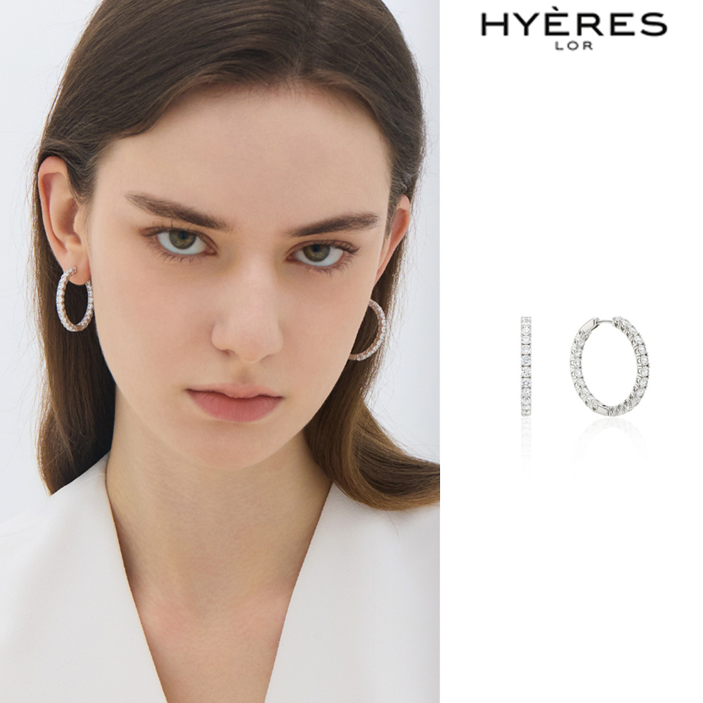 【HYERES LOR】25SS★ Essence SL Tennis 1Touch Earrings XL WH