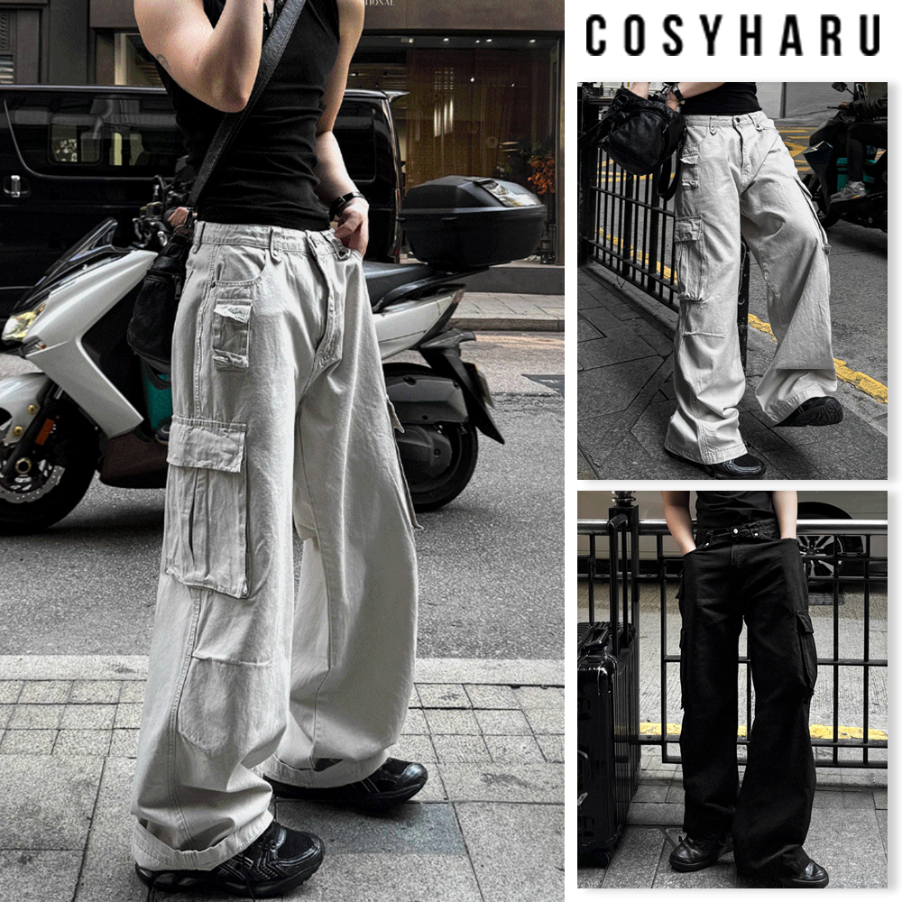 【COSYHARU】Multi Cargo Long Line Pants