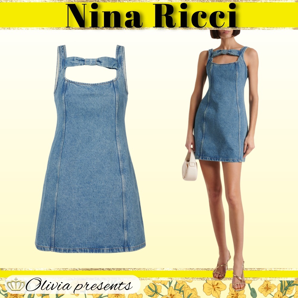 Nina Ricci>>リボンディテールのデニムミニドレス