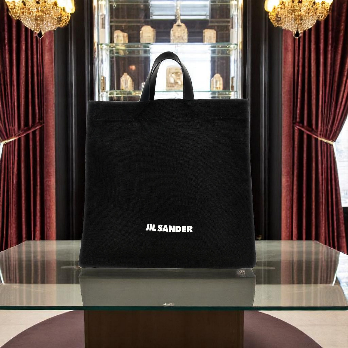Jil sander 'Book Tote Square'キャンバス ショッピング バッグ