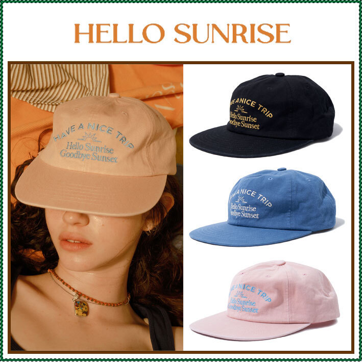 【HELLO SUNRISE】 Washed Typo Arch Logo 6panel Cap /追跡付