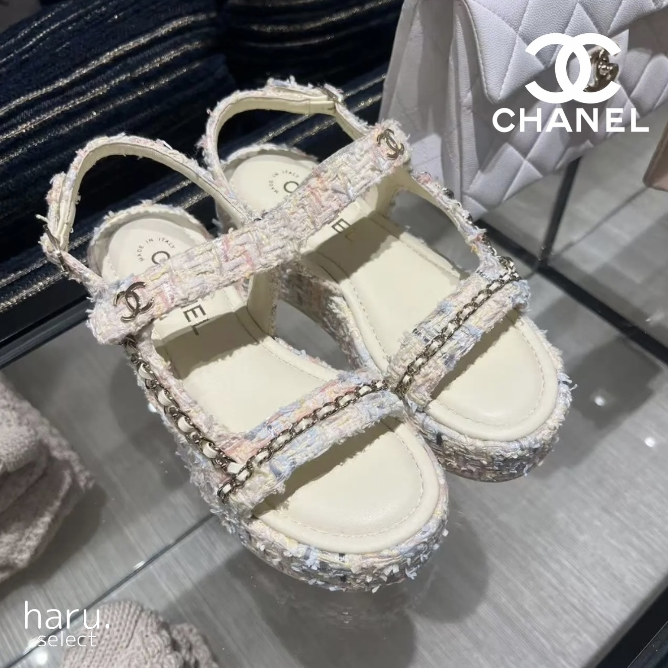 厚底♡美脚に【CHANEL】ココビーチ ツイード サンダル