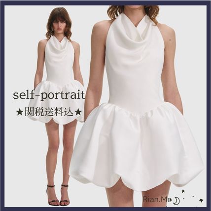 【大人気】SELF PORTRAIT ホワイト ホルターネックミニドレス ホワイトホルターネックミニドレス (SELF PORTRAIT/ワンピース
