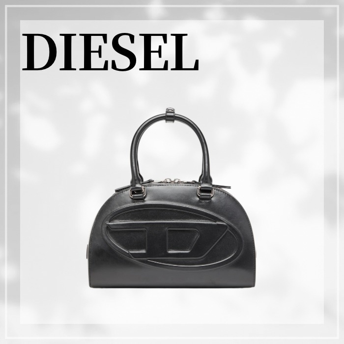 DIESEL☆ Leather bowling bag ブラック ショルダー付き