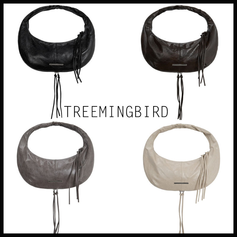 ☆TREEMINGBIRD☆ ZIPPER FINISHING LEATHER MINI HOBO BAG