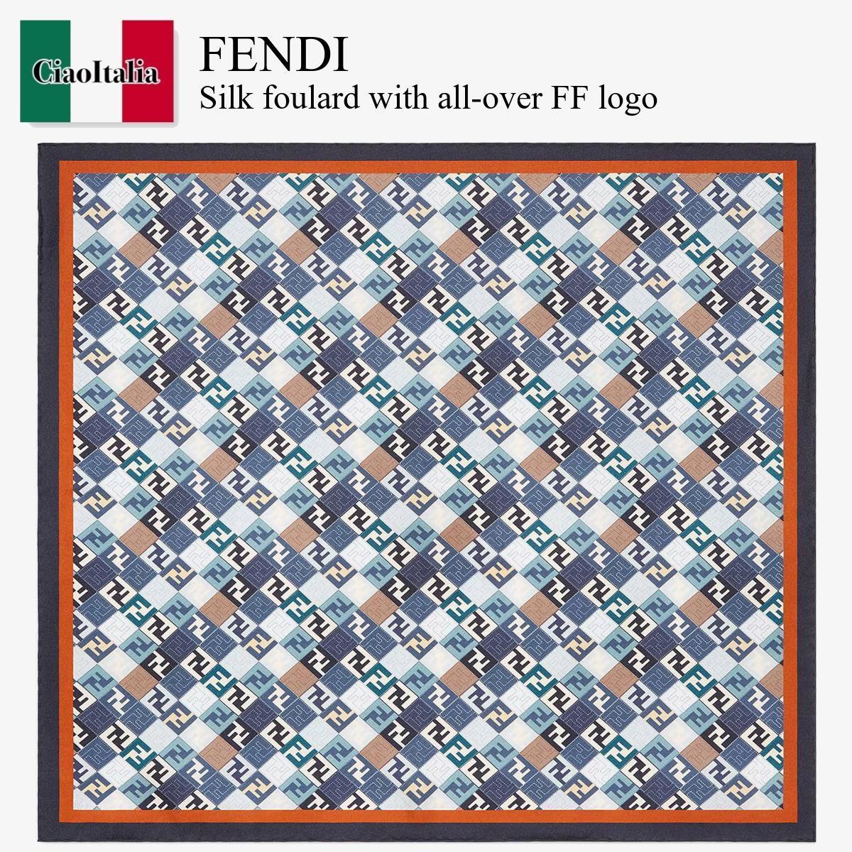 スカーフ Fendi Silk Foulard With All-Over Ff Logo